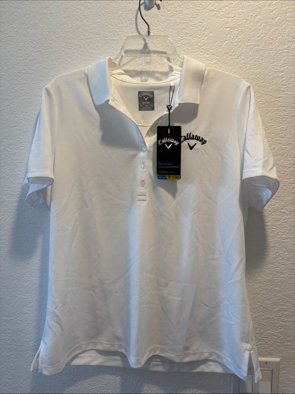 Callaway Women’s White Opti-Dry Polo with Black Logo XL